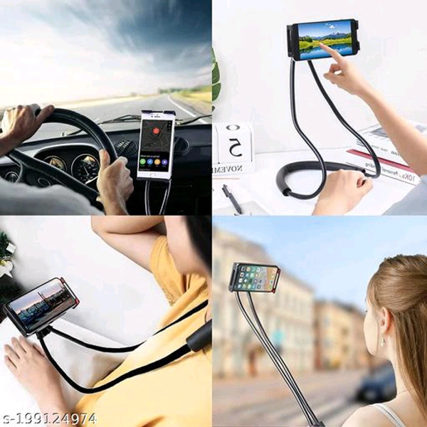 SKYCELL Neck Lazy Mobile Holder Universal Lazy Bracket - Universal Hanging on Neck Lazy Phone Holder DIY Free Rotating Stand on Table Smart Multiple Functions Mobile Phone Mount Stand(Black)BB-30MHBRC-0187