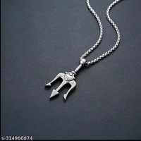 Trident Necklace for Men Black Stainless Steel Poseidon Trident Pendant Pronged Ancient Greece Amulet Protection BRC-0616-dy80mh