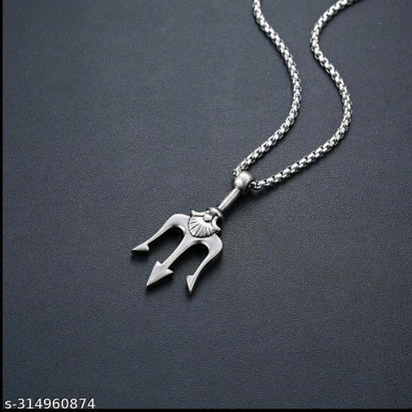 Trident Necklace for Men Black Stainless Steel Poseidon Trident Pendant Pronged Ancient Greece Amulet Protection BRC-0616-dy80mh