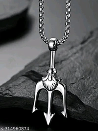 Trident Necklace for Men Black Stainless Steel Poseidon Trident Pendant Pronged Ancient Greece Amulet Protection BRC-0616-dy80mh