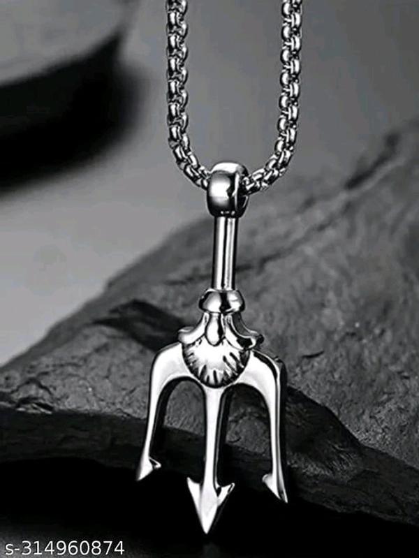 Trident Necklace for Men Black Stainless Steel Poseidon Trident Pendant Pronged Ancient Greece Amulet Protection BRC-0616-dy80mh