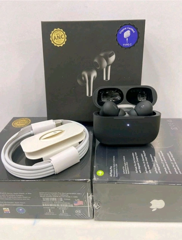Airpods Pro 2 Black OG C Type Beep Sound + Touch Volume + Pop Up Window Buds 