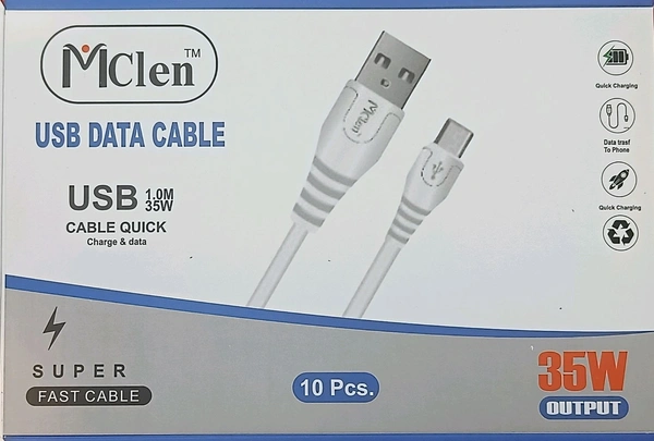 Mclen 35 Watt V8/Micro USB Quick Data Cable (10 Piece Master Box)