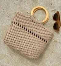 Macrame Handheld Bag - 35cmx32cm, Beige