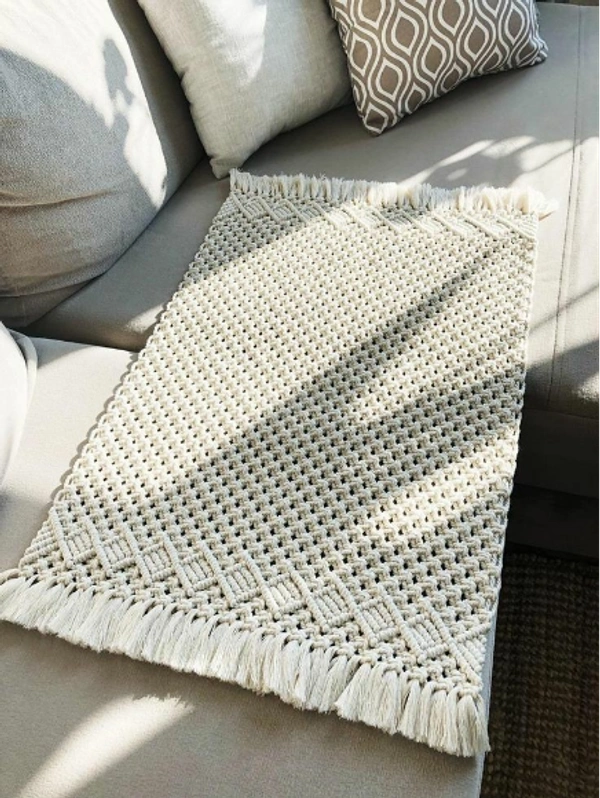 Macrame boho Rug - 100cmx150cm, natural