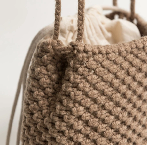 Macrame Shoulder Bag - 22cmx20cm, Beige