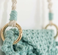 Macrame mobile Sling bag - 17cmx18cm, Turquiose