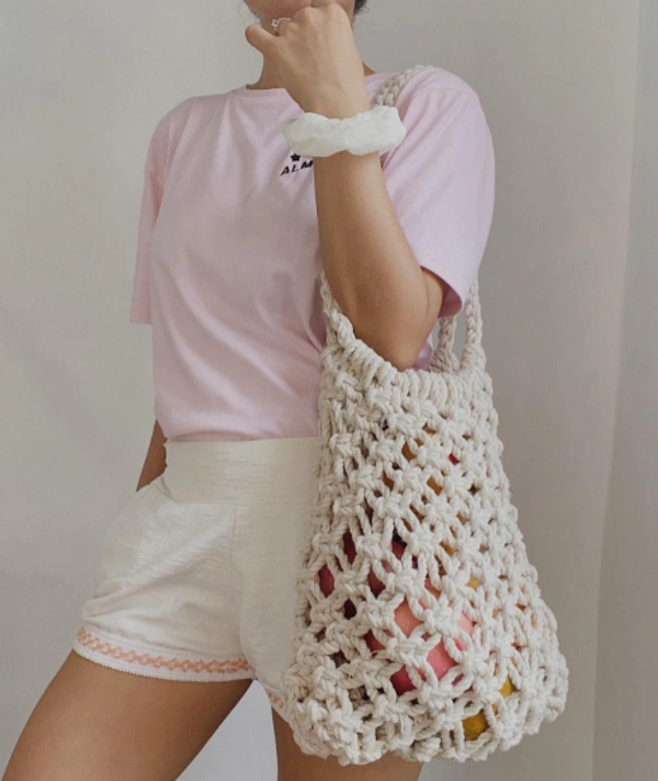 Macrame Shoulder Bag - 22cmx24cm, Natural