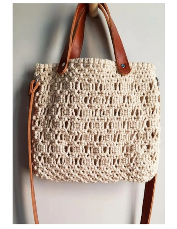 Macrame Shoulder Bag - 26cmx29cm, Natural