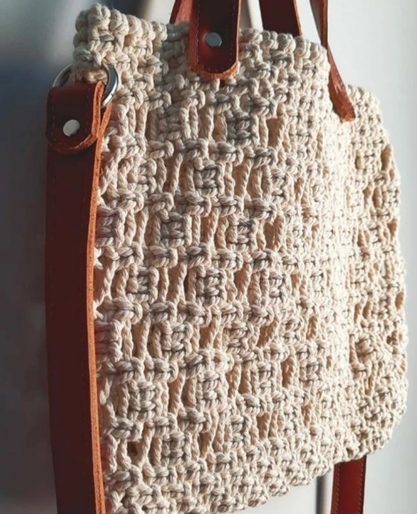 Macrame Shoulder Bag - 26cmx29cm, Natural