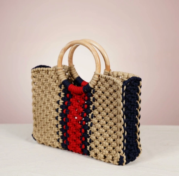 Macrame Handheld bag - 28cmx23cm, Multi