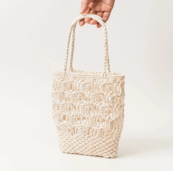 Macrame Handheld Bag - 22cmx23cm, Natural