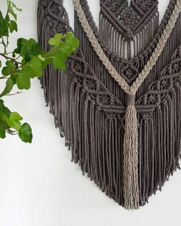 Macrame boho wall hanging - 65cmx75cm, Gray