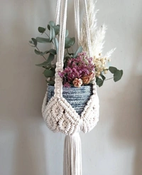 Macrame Plant Hanger 1 set - 85cm, White
