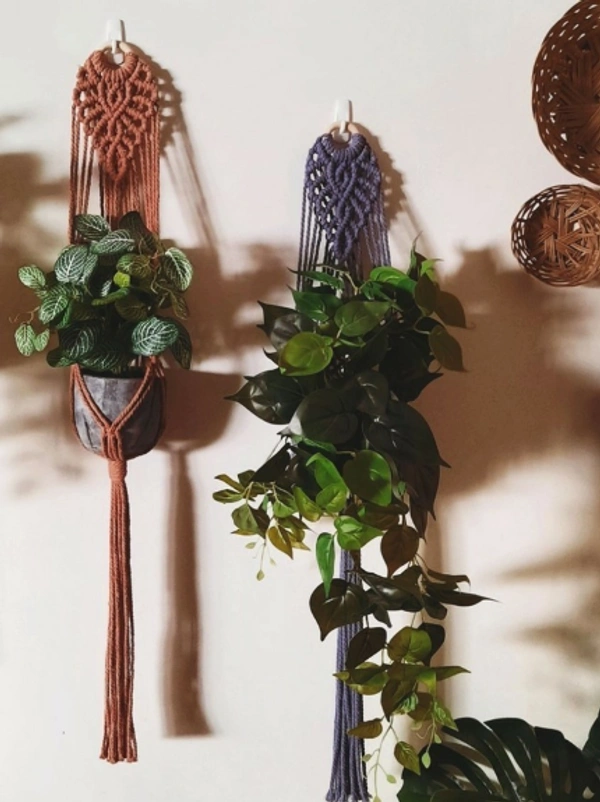 Macrame Plant Hager (set of 2) - 70cm, Green & Rust