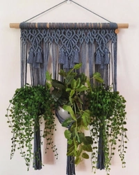 Macrame Plant Hanger - 58cmx60cm, Gray, Khaki, Peach