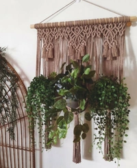 Macrame Plant Hanger - 58cmx60cm, Gray, Khaki, Peach