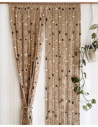 Macrame Curtain boho Beige - 80"x40", Brown