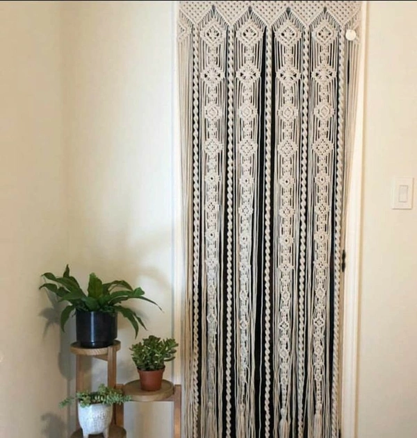 Macrame Curtain - 80"x35", natural