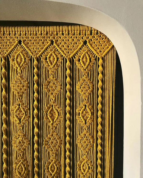 Macrame Curtain - 80"x40", Tan