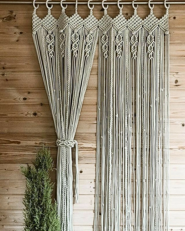 Macrame Curtain - 80"x40", natural