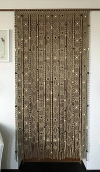 Macrame Curtain boho Beige - 80"x40", Brown