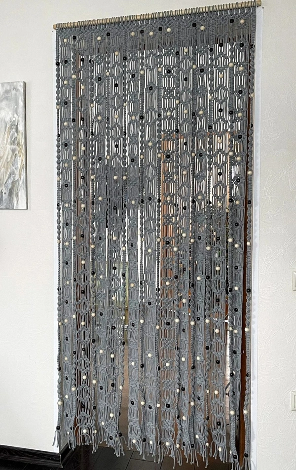 Macrame Curtain boho Gray - 80x40", Gray