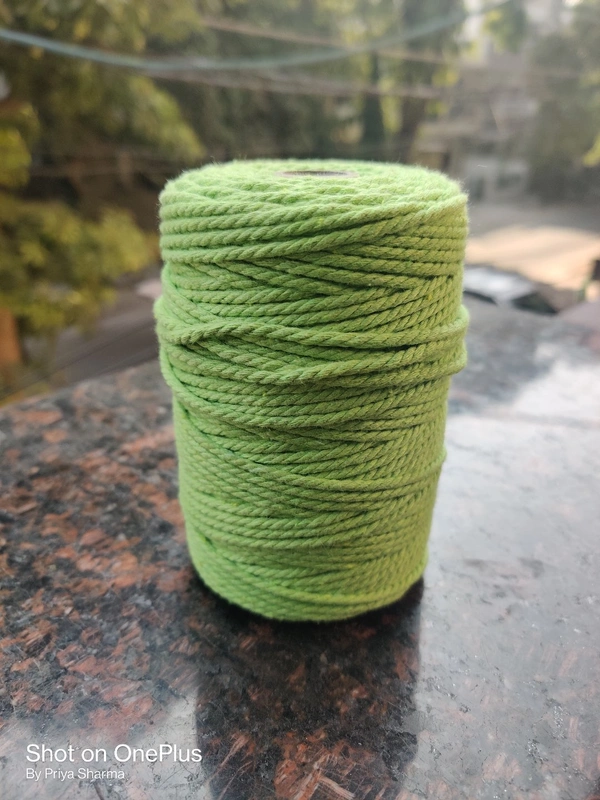 Macrame Cotton Twisted Cord 3mm 100 Mtr - 100 mtr, Parrot Green