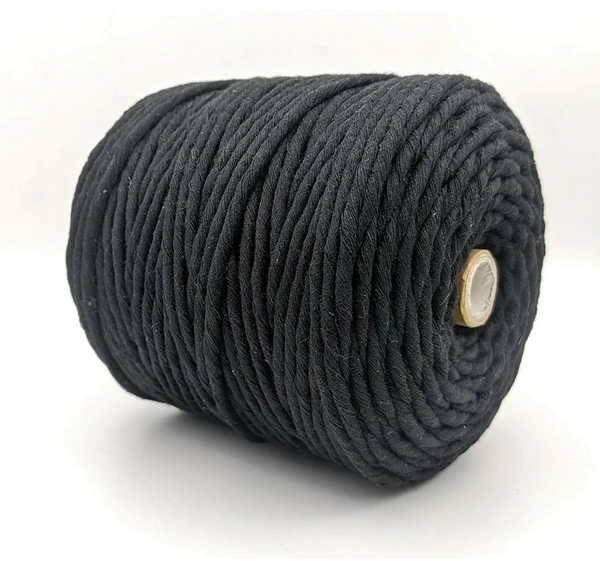Macrame Cotton Single Strand Cord 3mm 100 Mtr - 100 mtr, Black