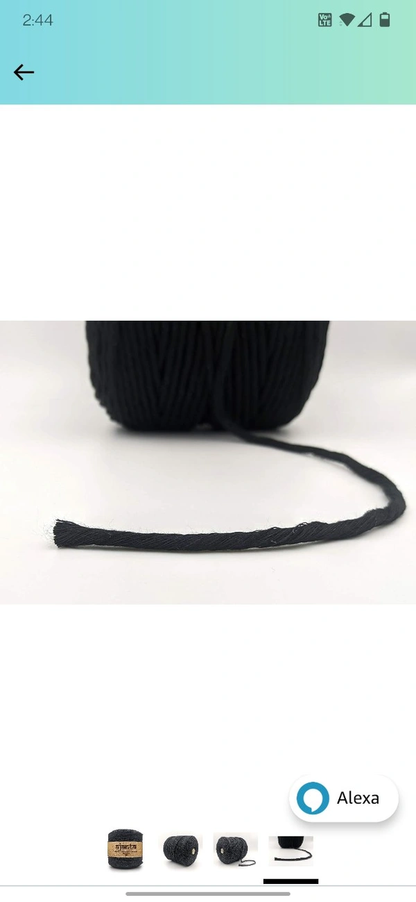 Macrame Cotton Single Strand Cord 3mm 100 Mtr - 100 mtr, Black
