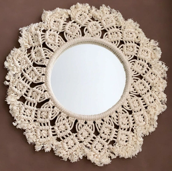 Macrame Boho Mirror - Natural, 10"
