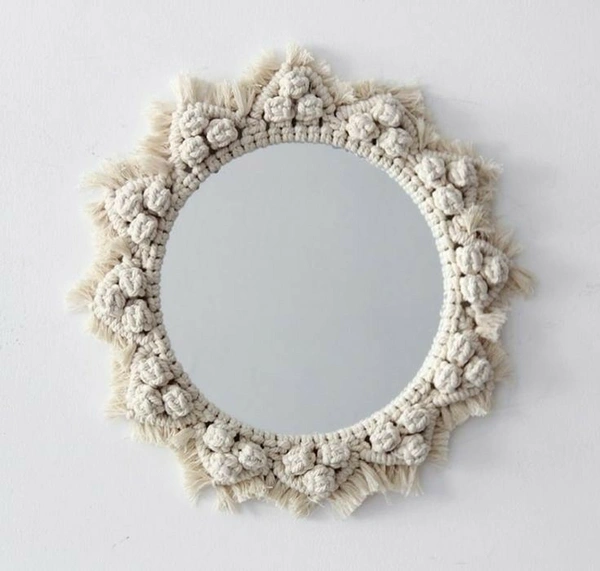 Macrame Mirror - natural, 8"