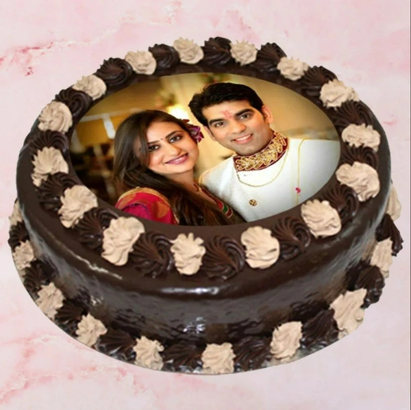 Yummy Chocolate Photo Cake - 500 gm