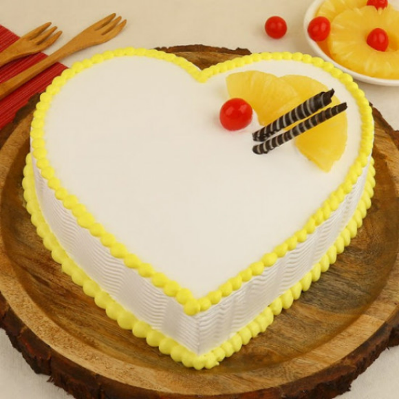 Simple Pineapple Cake | Buy Heart Shape Pineapple Cake Online