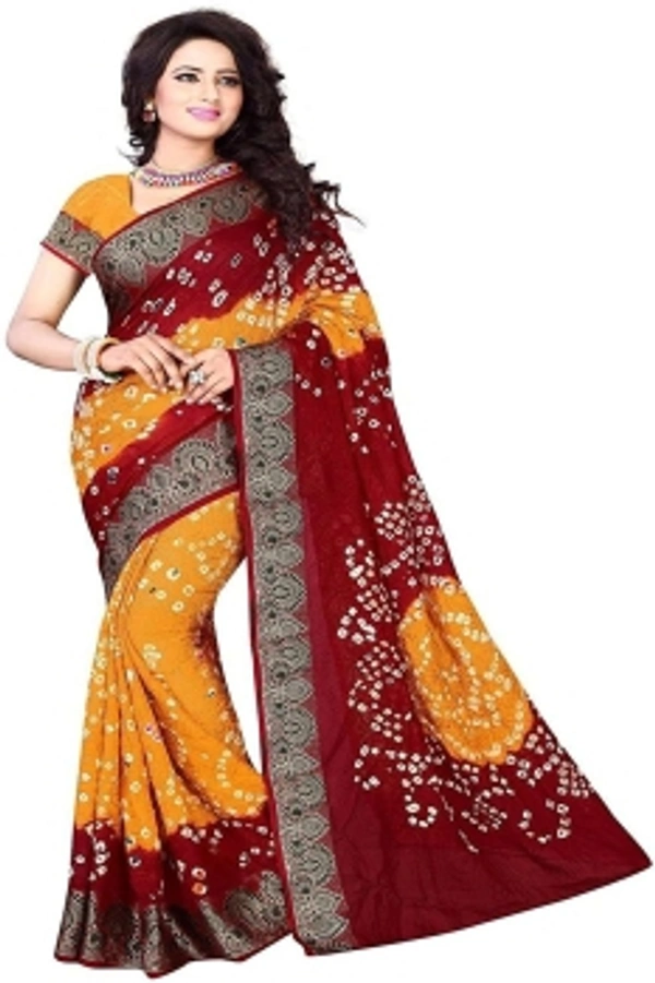 Bandhani Art Silk Saree - maroon, 5.5