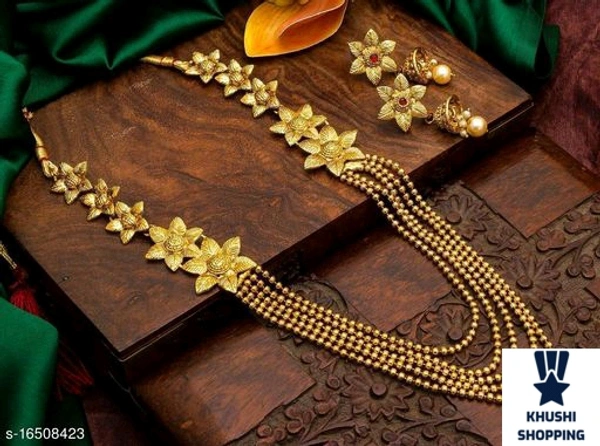 Khushi Beauty Gold Mala - gold, 7.5"