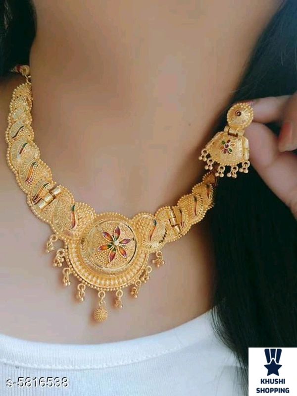 Khushi Beauty Gold Mala  - Gold, 7"