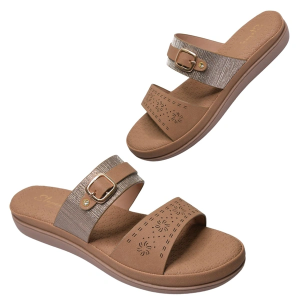 Stepee Flat Arba Sandal With Extra Padding - Tan