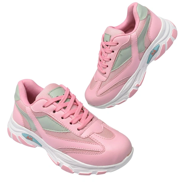 Stepee Womens White Sole  Casual Walking Sneakers Shoes - Pink