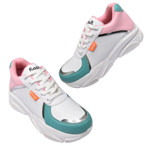 Stepee Comfotable Lightweight Casual Lace-Up Sneaker for Women/Girls - Pink