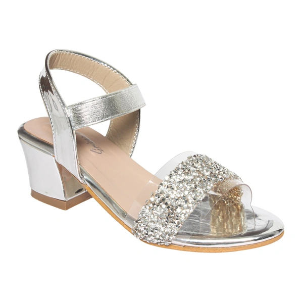 Stepee Silver Heel Chain work Kids sandals- 8 Pair set - Silver
