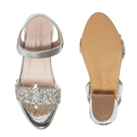 Stepee Silver Heel Chain work Kids sandals- 8 Pair set - Silver