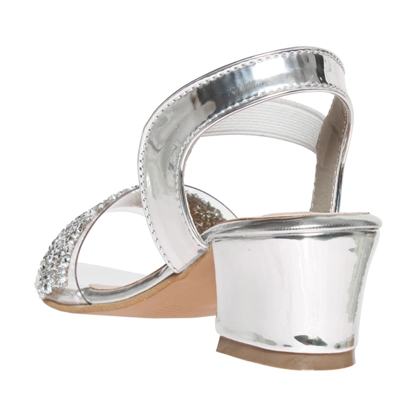 Stepee Silver Heel Chain work Kids sandals- 8 Pair set - Silver
