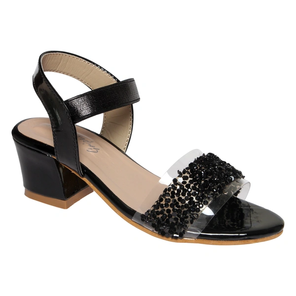Stepee Black Heel Chain work Kids sandals- 8 Pair set - Black
