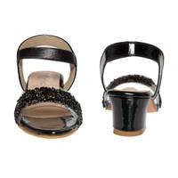 Stepee Black Heel Chain work Kids sandals- 8 Pair set - Black