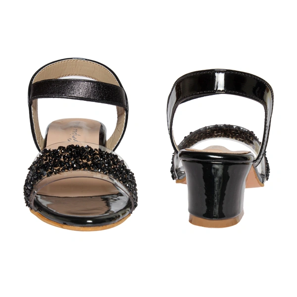 Stepee Black Heel Chain work Kids sandals- 8 Pair set - Black