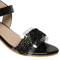 Stepee Black Heel Chain work Kids sandals- 8 Pair set - Black