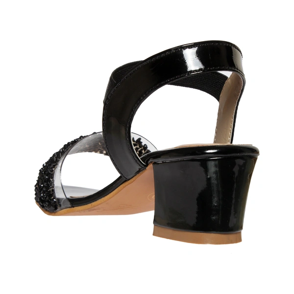 Stepee Black Heel Chain work Kids sandals- 8 Pair set - Black