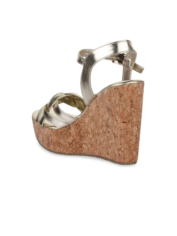 Stepee Golden Fancy Platform wedges gola sandal - 6 Pair set - Golden Sand
