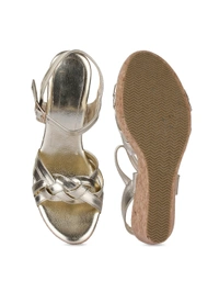 Stepee Golden Fancy Platform wedges gola sandal - 6 Pair set - Golden Sand